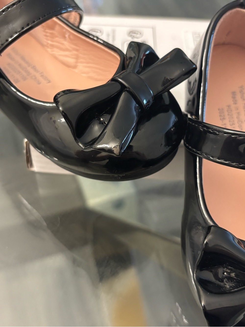 Black Patent Mary Jane Flats with Bow - Women